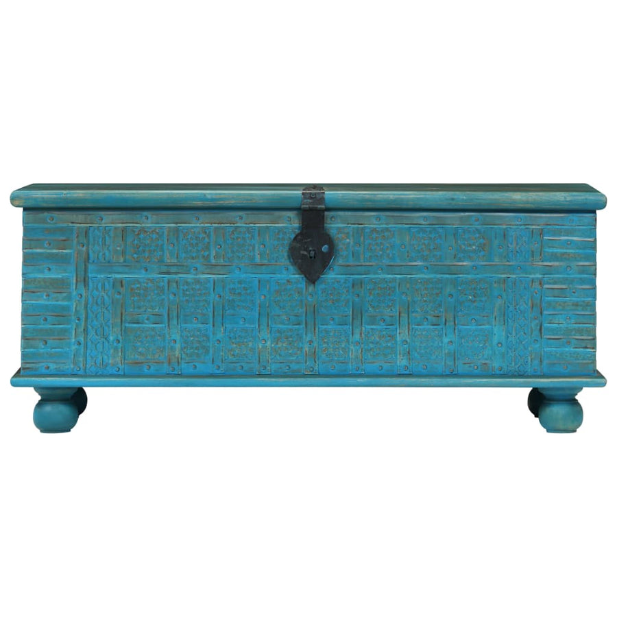 Opbergkist 100X40X41 Cm Massief Mangohout Blauw