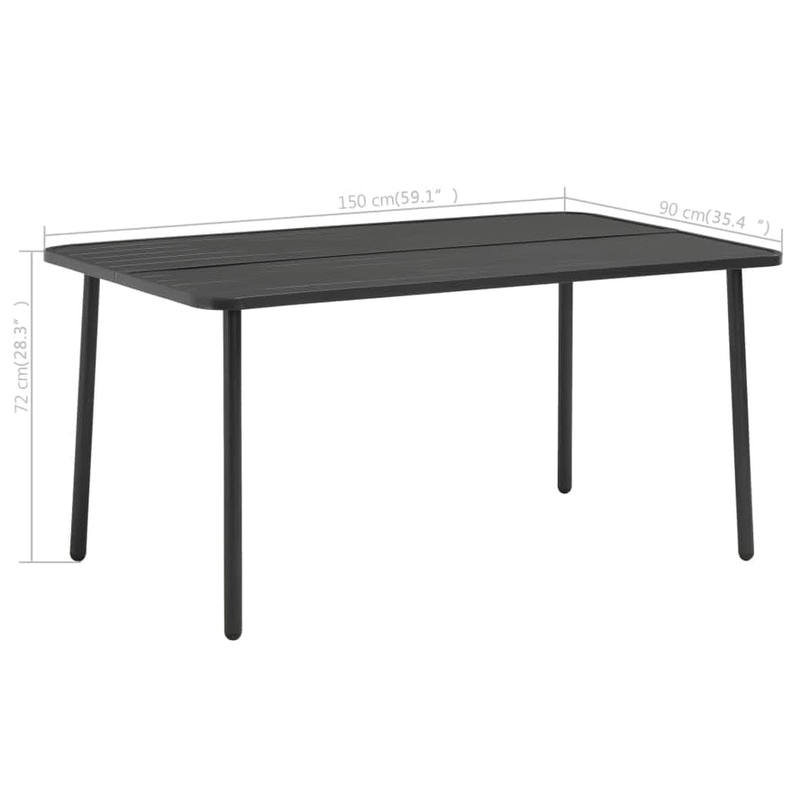 Tuintafel 150x90x72 cm staal donkergrijs