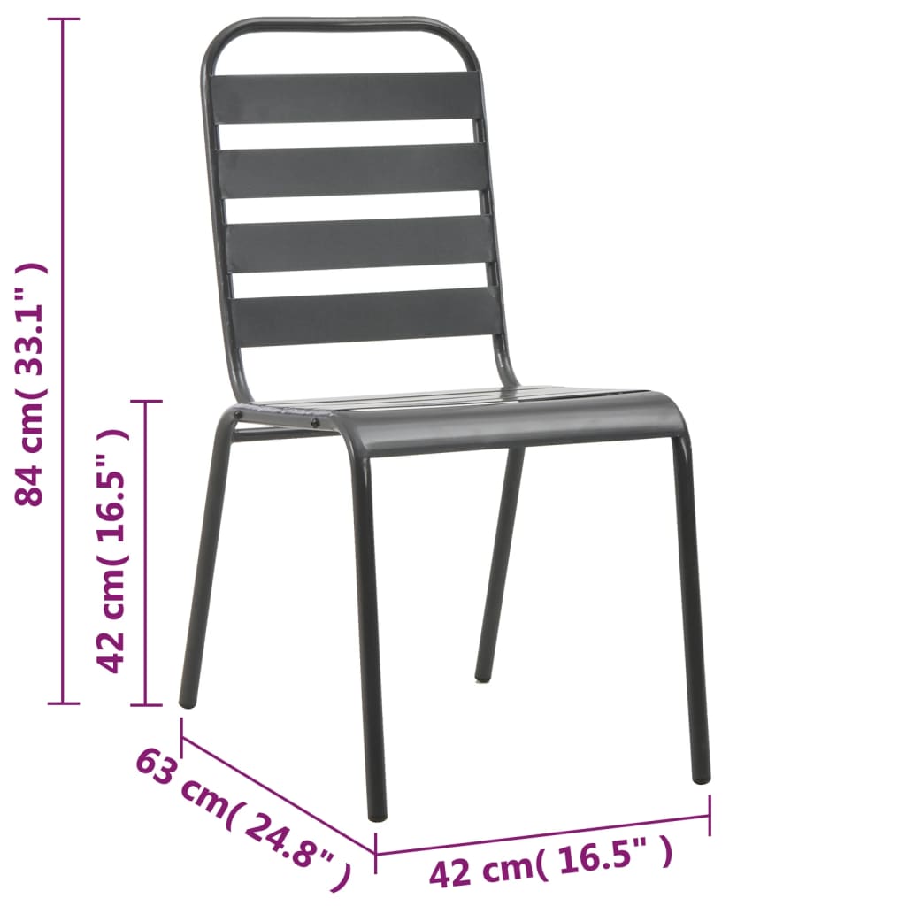 5-delige Tuinset staal donkergrijs