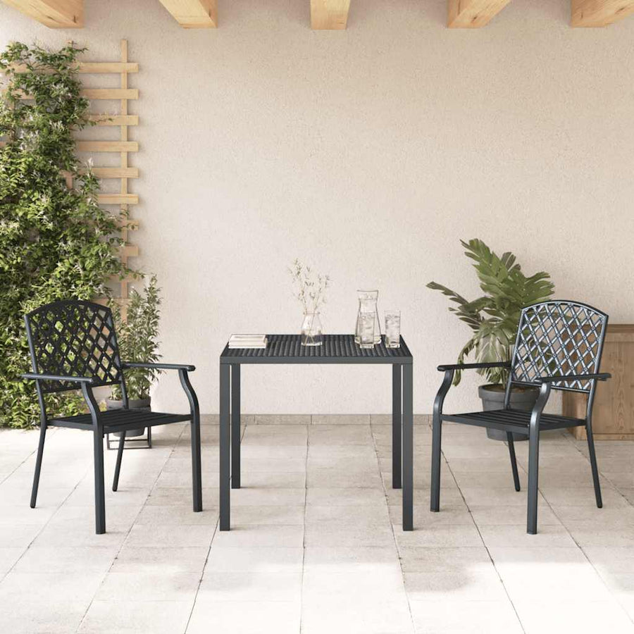Tuinstoelen Stapelbaar Staal Antraciet 2