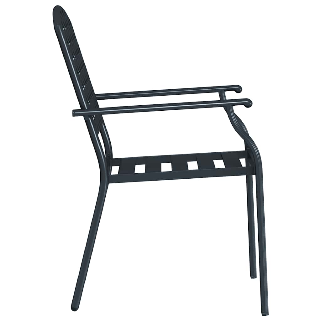 Tuinstoelen Stapelbaar Staal Antraciet 2