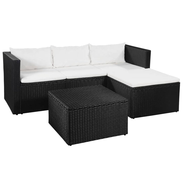 -Delige Loungeset Poly Rattan Zwart En Wit Crèmewit