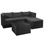 -Delige Loungeset Poly Rattan Zwart En Grijs Donkergrijs