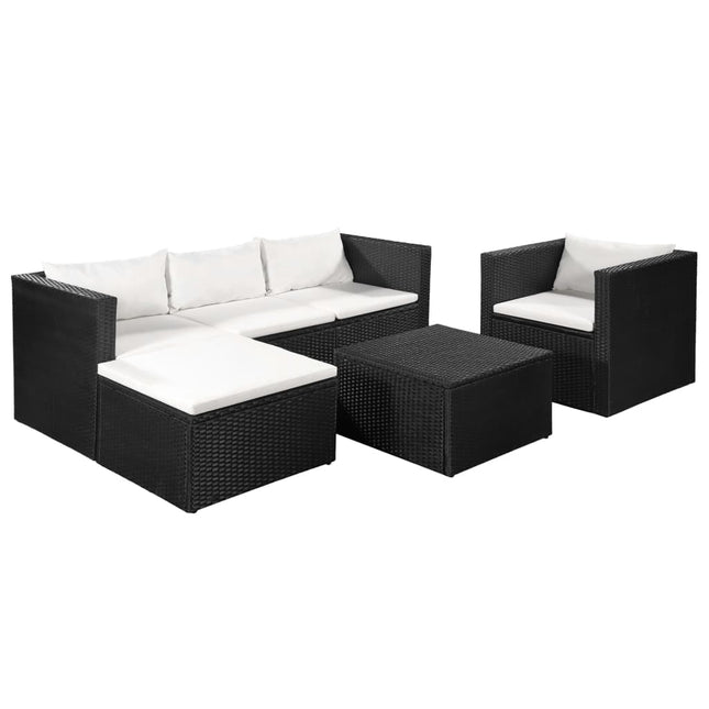 4-Delige Loungeset Poly Rattan Zwart En Wit Crèmewit