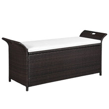 Opbergbankje Met Kussen 38 Cm Poly Rattan 138 x 50 x 60 cm Bruin