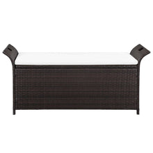 Opbergbankje Met Kussen 38 Cm Poly Rattan 138 x 50 x 60 cm Bruin