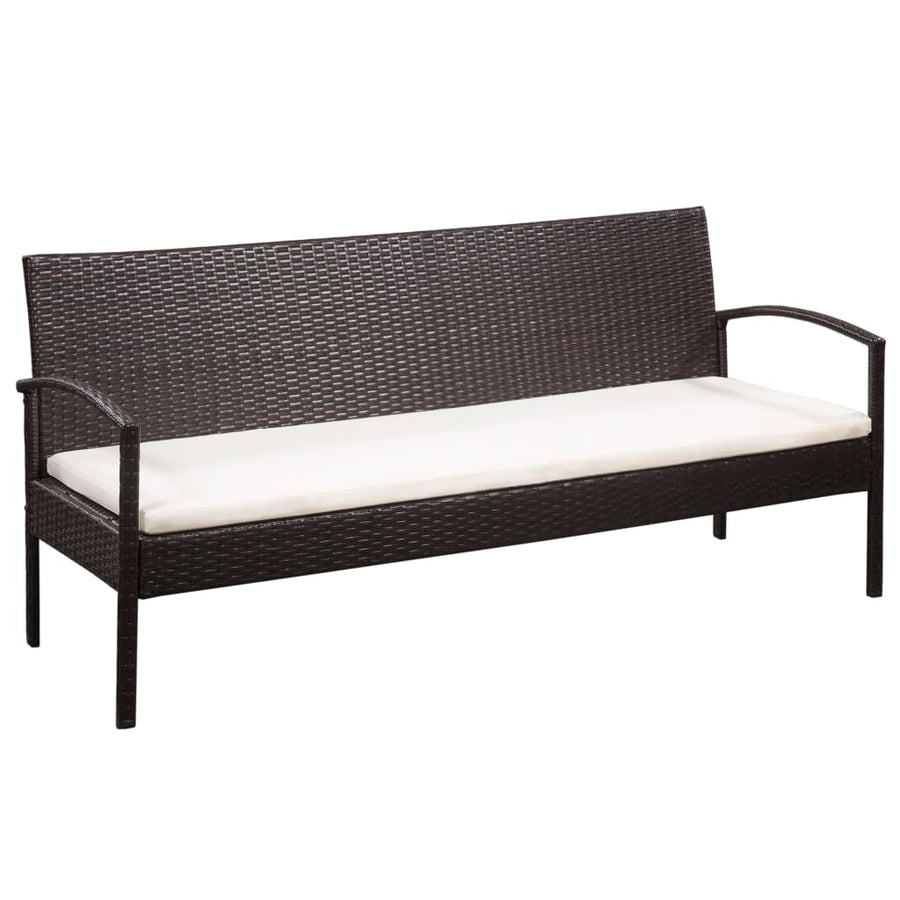 Loungeset Met Kussens Poly Rattan Bruin