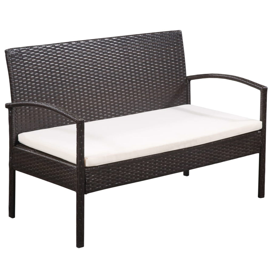 Loungeset Met Kussens Poly Rattan Bruin