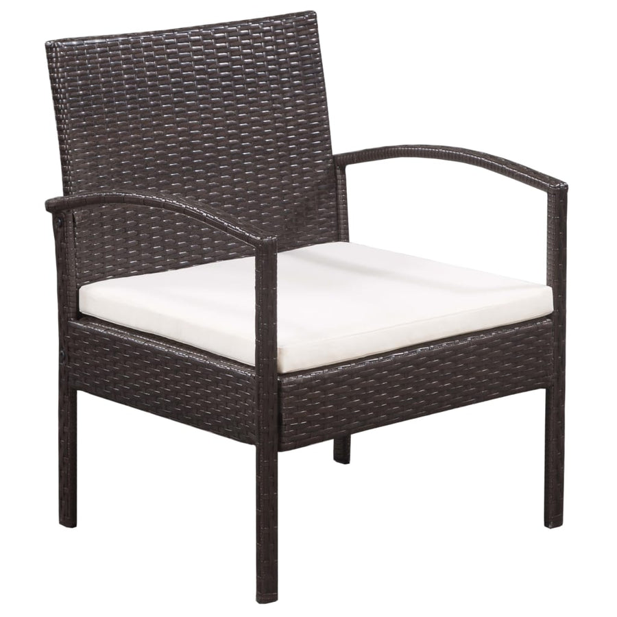 Loungeset Met Kussens Poly Rattan Bruin