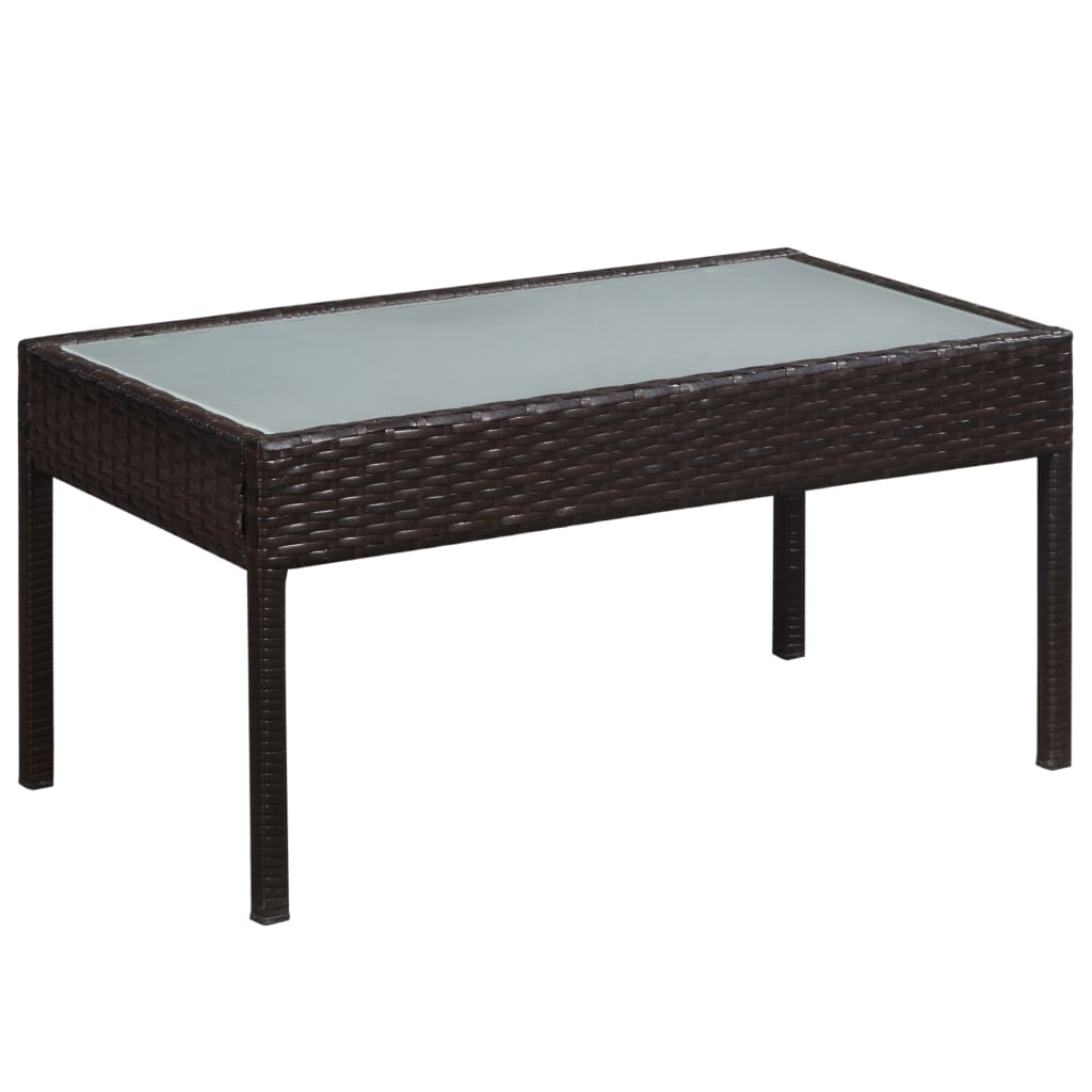 Loungeset Met Kussens Poly Rattan Bruin