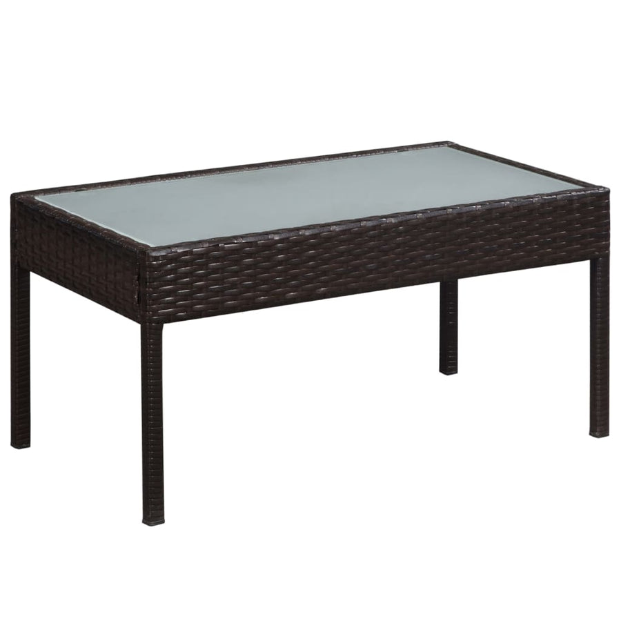 Loungeset Met Kussens Poly Rattan Bruin