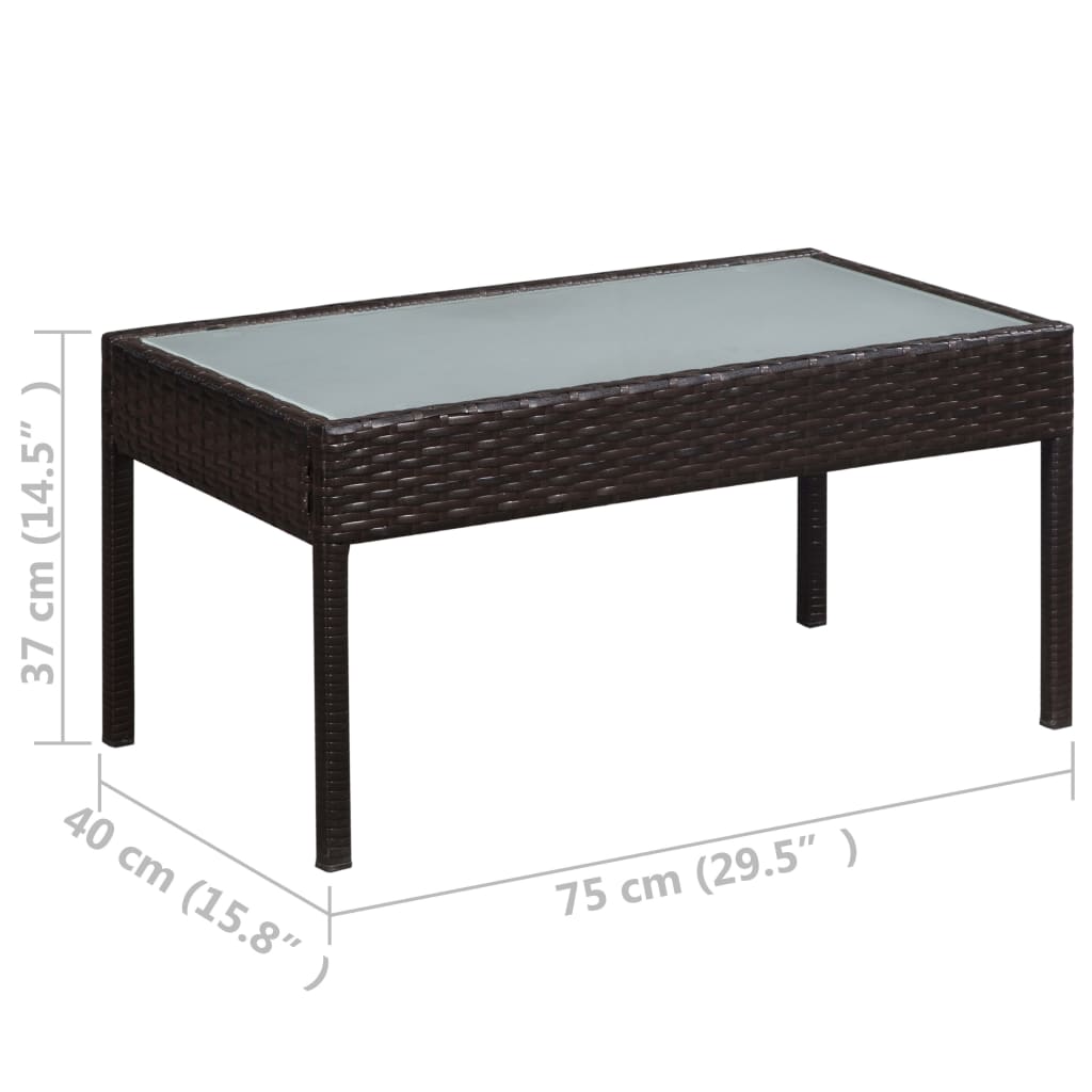 Loungeset Met Kussens Poly Rattan Bruin
