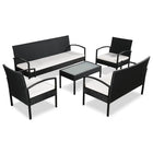 Lounge Set with Cushions Poly Rattan Black and White