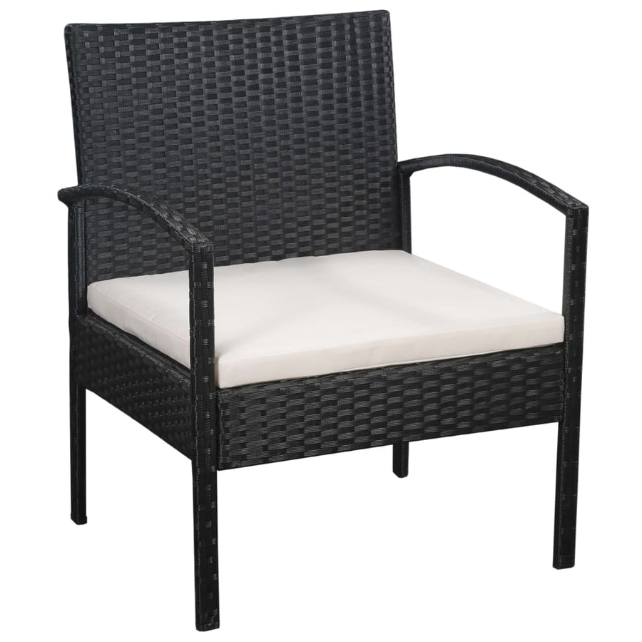Loungeset Met Kussens Poly Rattan Zwart en wit