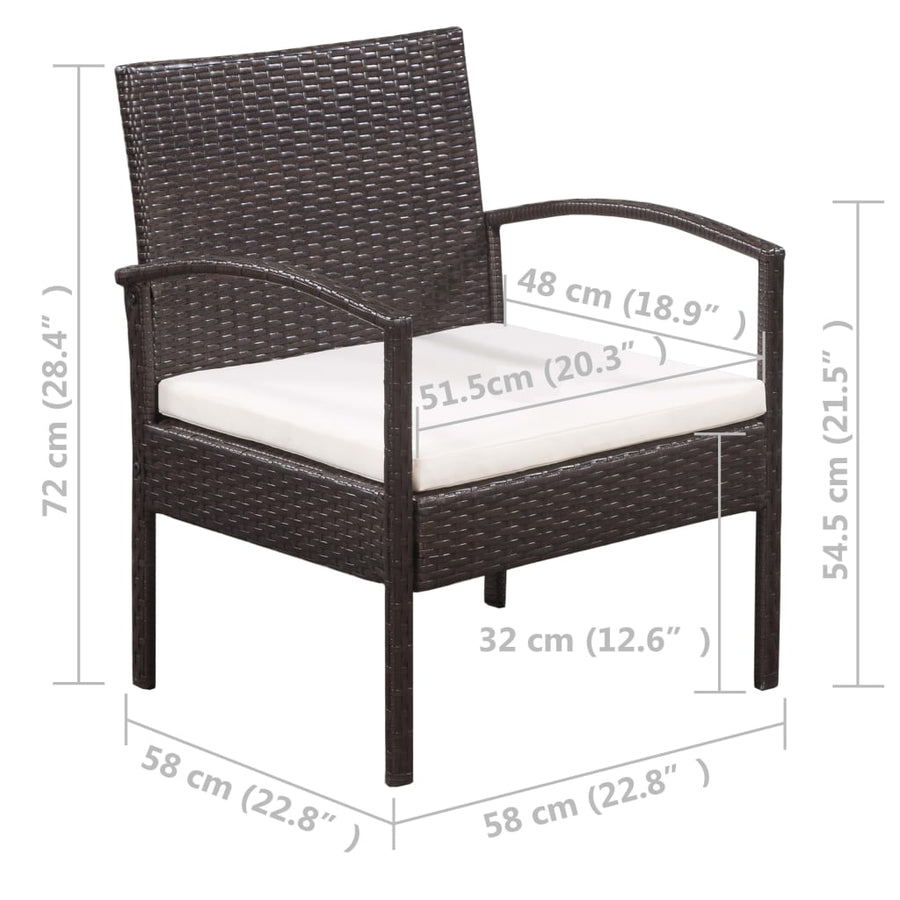 Loungeset Met Kussens Poly Rattan Zwart en wit