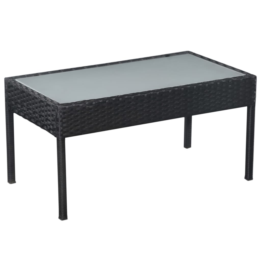 Loungeset Met Kussens Poly Rattan Zwart en wit