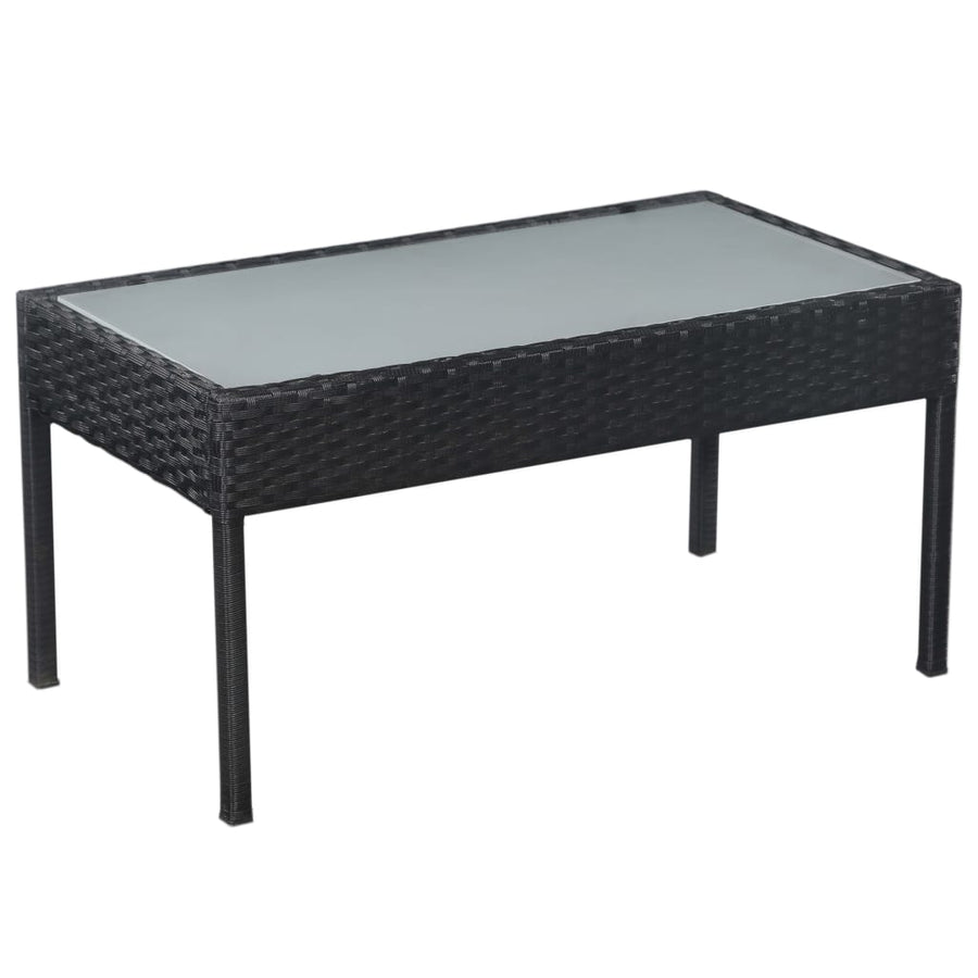 Loungeset Met Kussens Poly Rattan Zwart en wit