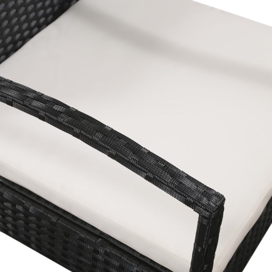 Loungeset Met Kussens Poly Rattan Zwart en wit