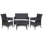 -Delige Loungeset Met Kussens Poly Rattan Zwart en wit