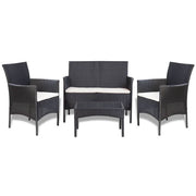 Loungeset 4-delig poly rattan zwart