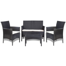 -Delige Loungeset Met Kussens Poly Rattan Zwart en wit