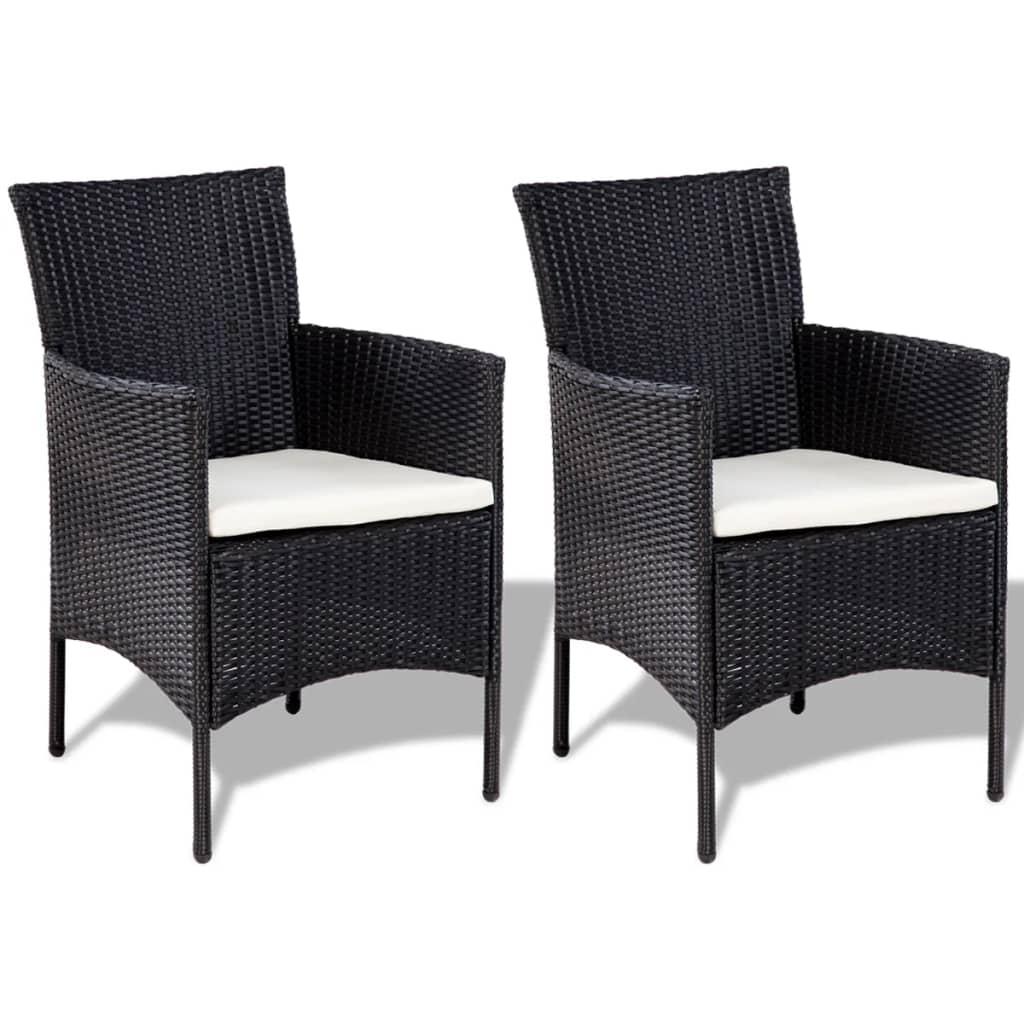 -Delige Loungeset Met Kussens Poly Rattan Zwart en wit