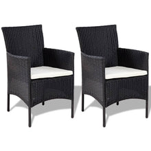 -Delige Loungeset Met Kussens Poly Rattan Zwart en wit