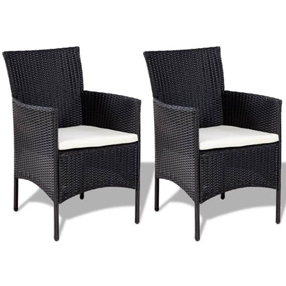 -Delige Loungeset Met Kussens Poly Rattan Zwart en wit