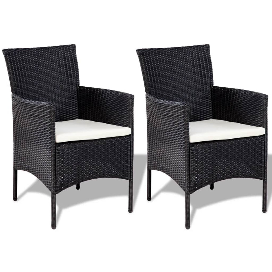-Delige Loungeset Met Kussens Poly Rattan Zwart en wit