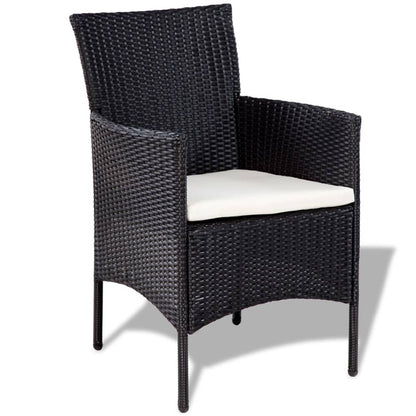 -Delige Loungeset Met Kussens Poly Rattan Zwart en wit
