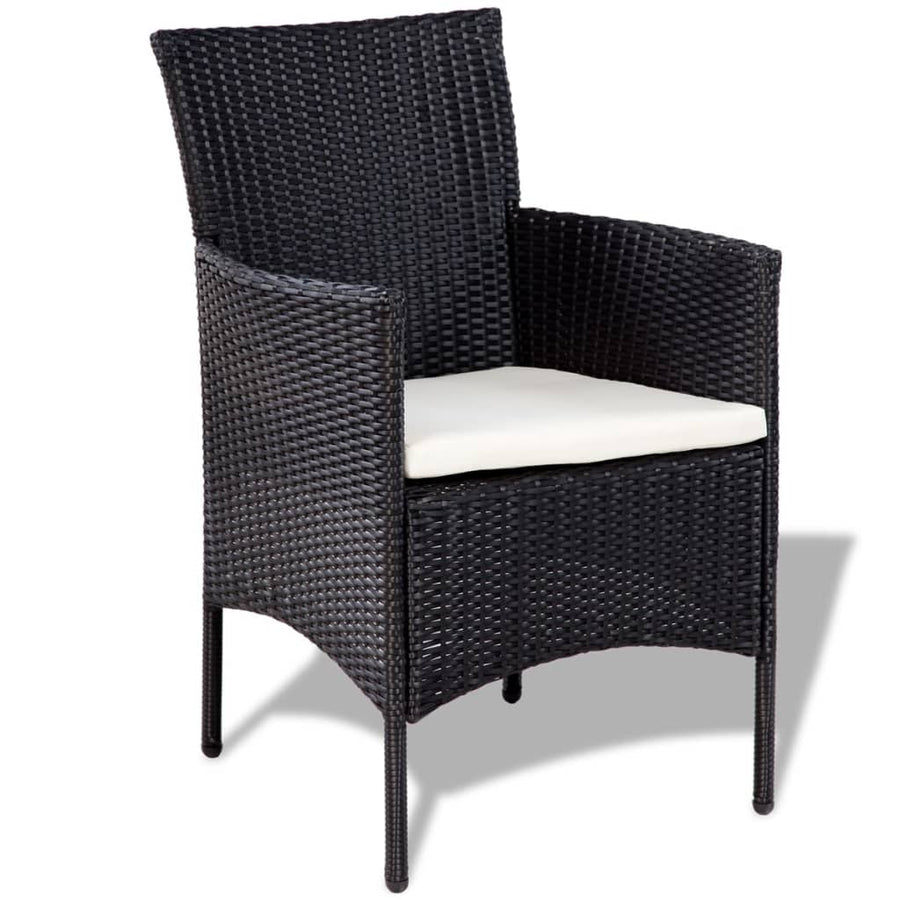 -Delige Loungeset Met Kussens Poly Rattan Zwart en wit