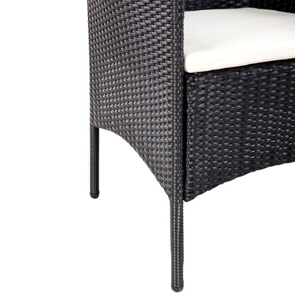 -Delige Loungeset Met Kussens Poly Rattan Zwart en wit