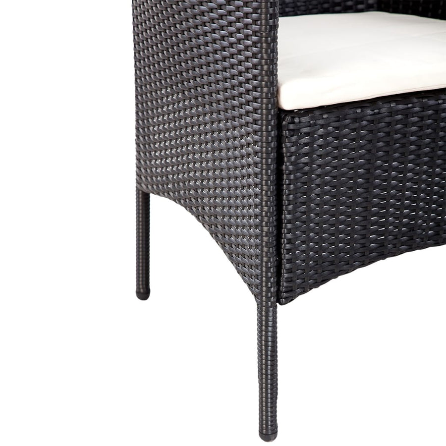 -Delige Loungeset Met Kussens Poly Rattan Zwart en wit