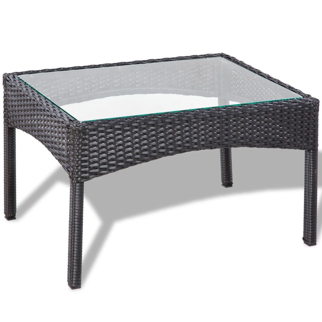 -Delige Loungeset Met Kussens Poly Rattan Zwart en wit