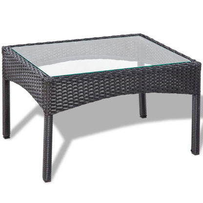-Delige Loungeset Met Kussens Poly Rattan Zwart en wit