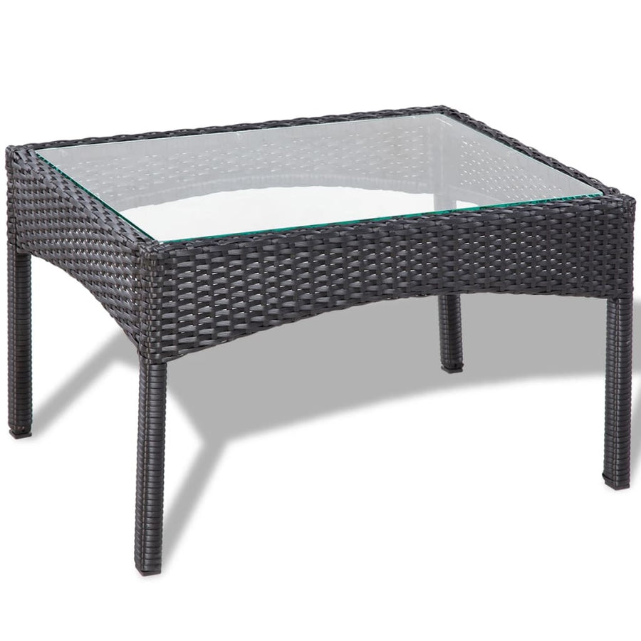 -Delige Loungeset Met Kussens Poly Rattan Zwart en wit