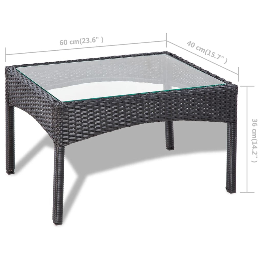 -Delige Loungeset Met Kussens Poly Rattan Zwart en wit