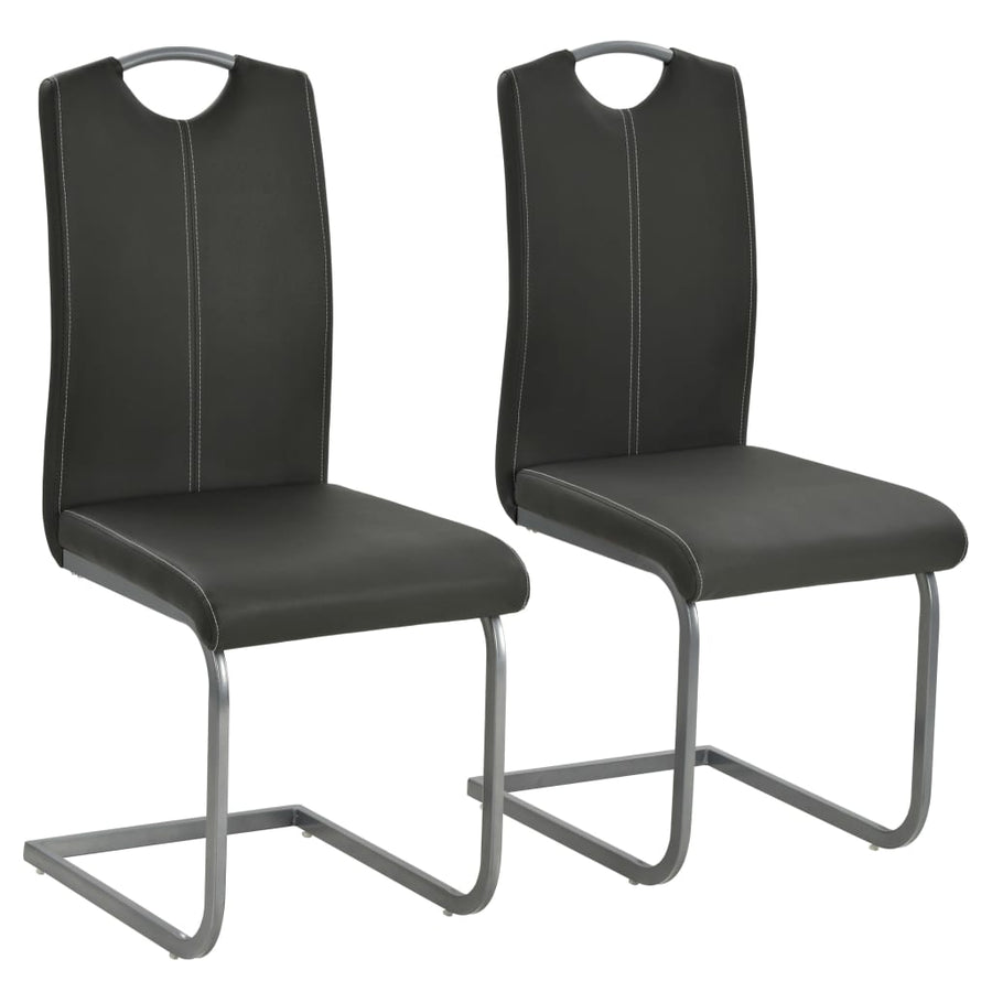 Eetkamerstoelen Kunstleer 2 Grijs