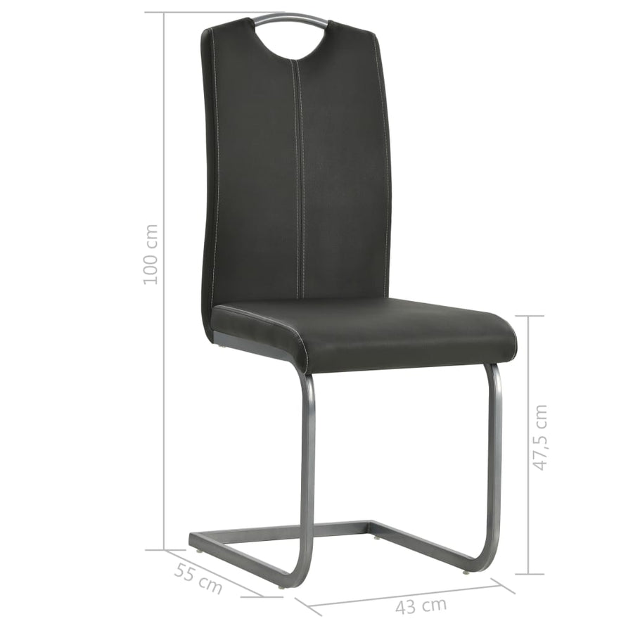 Eetkamerstoelen Kunstleer 2 Grijs