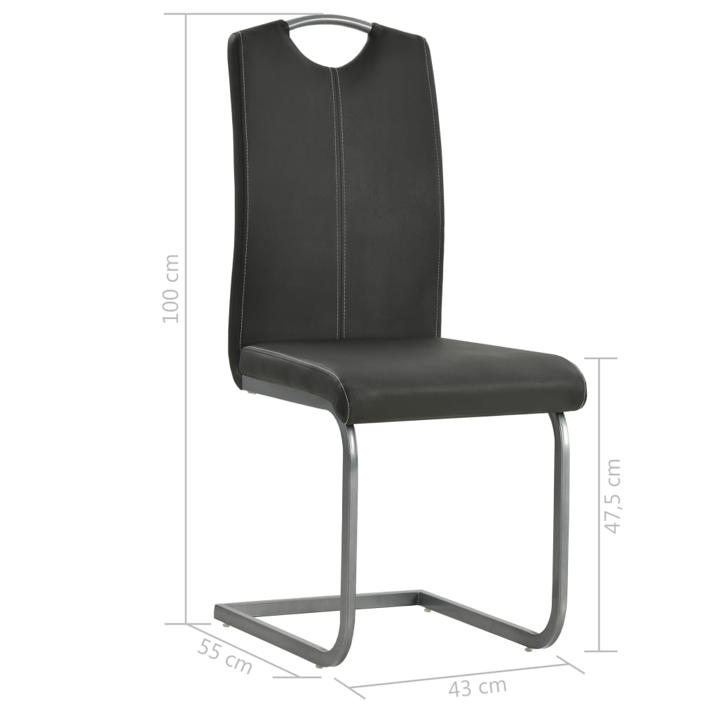 Eetkamerstoelen Kunstleer 4 Grijs