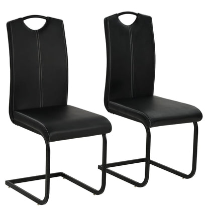 Eetkamerstoelen Kunstleer 2 Zwart