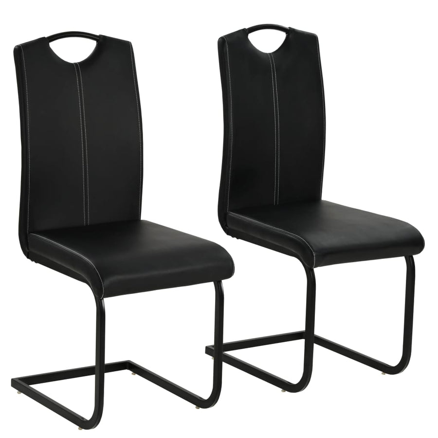 Eetkamerstoelen Kunstleer 2 Zwart