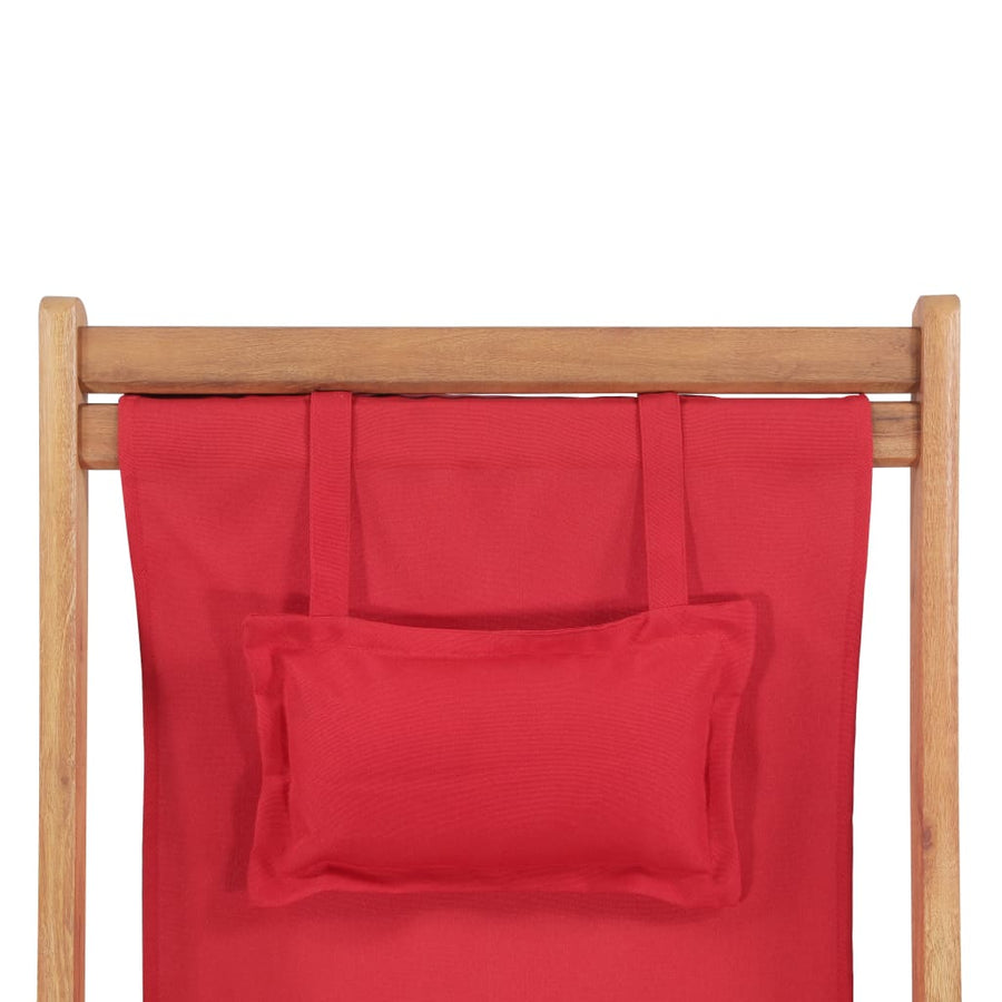 Strandstoel Inklapbaar Stof En Houten Frame Rood
