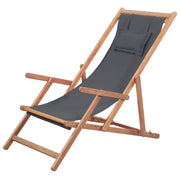 Strandstoel inklapbaar eucalyptushout grijs