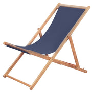 Foldable deckchair fabric and wooden frame blue