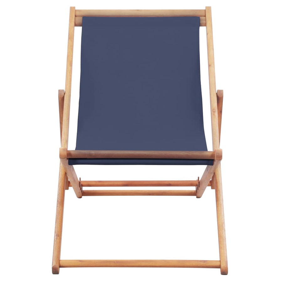 Strandstoel Inklapbaar Stof En Houten Frame Blauw