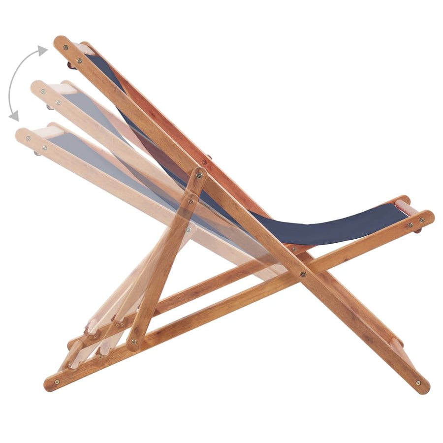 Strandstoel Inklapbaar Stof En Houten Frame Blauw