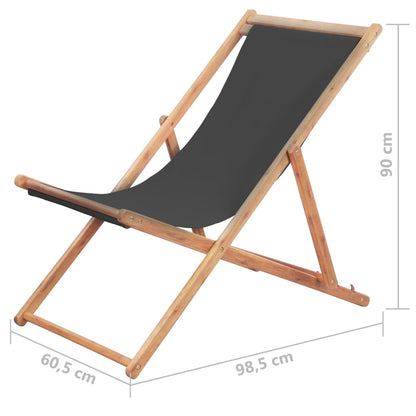 Strandstoel Inklapbaar Stof En Houten Frame Grijs