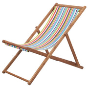 Folding beach chair fabric and wooden frame multicolored