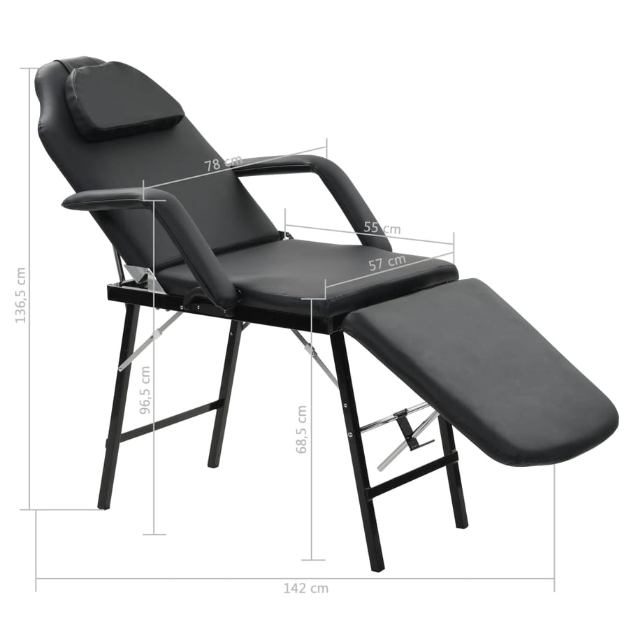 Behandelingsstoel Voor Gezicht 185X78X76 Cm Kunstleer Zwart